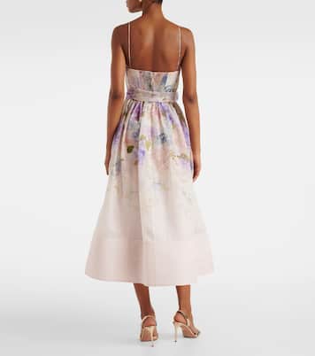 Vestido con corsé Dawning de seda y lino floral | Zimmermann