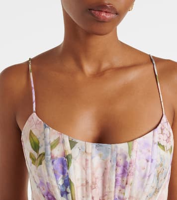 Vestido con corsé Dawning de seda y lino floral | Zimmermann