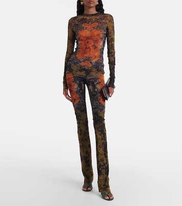 Médaillon printed mesh slim pants | Jean Paul Gaultier