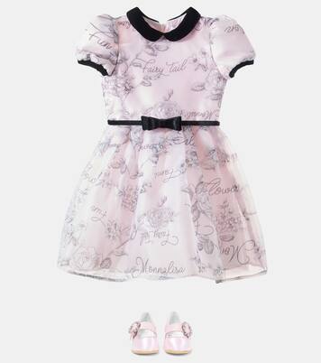 蝴蝶结细节花卉薄纱连衣裙 | Monnalisa