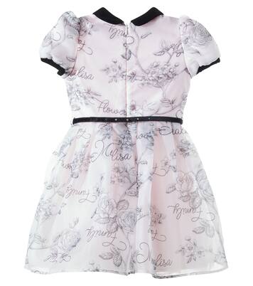 蝴蝶结细节花卉薄纱连衣裙 | Monnalisa