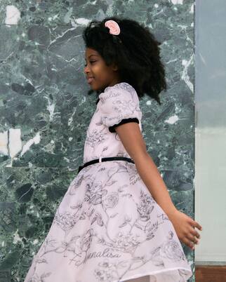 蝴蝶结细节花卉薄纱连衣裙 | Monnalisa