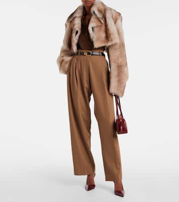 Pantalon droit August à taille haute en laine | Khaite