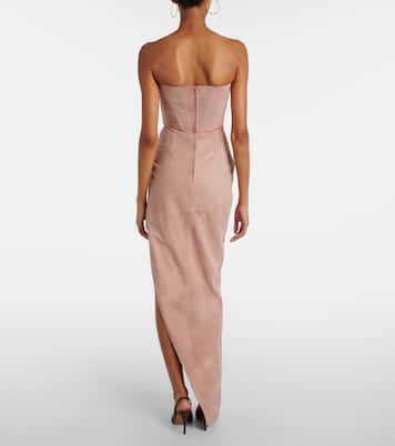 Draped suede bustier dress | Alex Perry