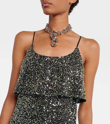 Slipdress aus Crêpe mit Pailletten | Rabanne