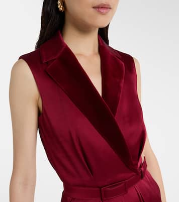 Scalata velvet-trimmed satin jumpsuit  | Max Mara