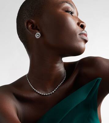 Boucles d'oreilles en or blanc 18 ct, diamants et émail | Kamyen