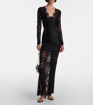 Maxikleid aus Jersey mit Spitze | Rabanne