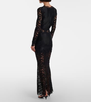 Maxikleid aus Jersey mit Spitze | Rabanne