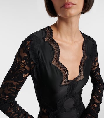 Maxikleid aus Jersey mit Spitze | Rabanne