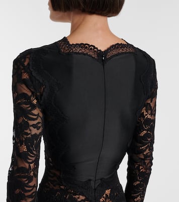 Maxikleid aus Jersey mit Spitze | Rabanne