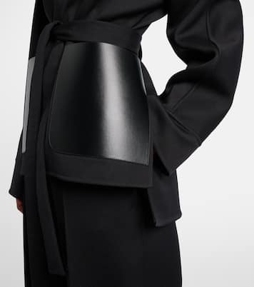 Leather-trimmed virgin wool wrap jacket | Alaïa