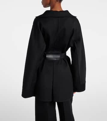 Leather-trimmed virgin wool wrap jacket | Alaïa