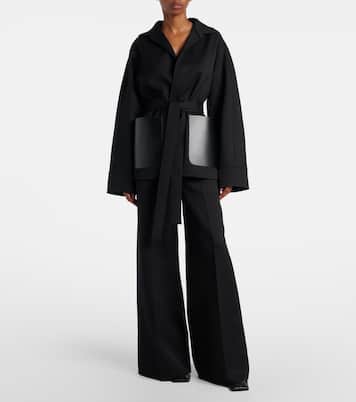 Leather-trimmed virgin wool wrap jacket | Alaïa