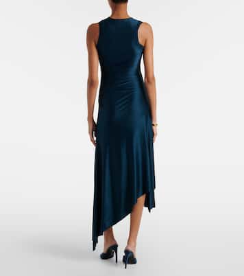 Ruched asymmetric jersey midi dress | Victoria Beckham