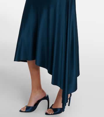 Ruched asymmetric jersey midi dress | Victoria Beckham