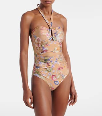 Patience floral halterneck swimsuit  | Zimmermann