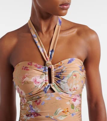 Patience floral halterneck swimsuit  | Zimmermann