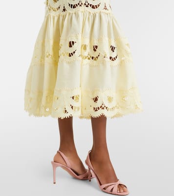 Abito midi in lino e cotone con cintura | Self-Portrait