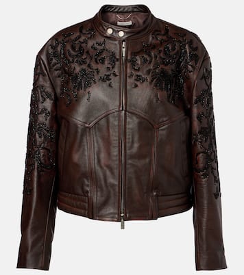 Beaded leather jacket | Jacques Wei