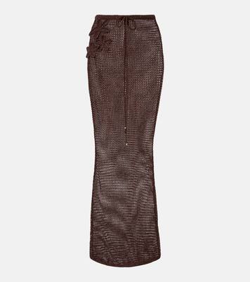 Cori open-knit lamé maxi skirt | Bananhot