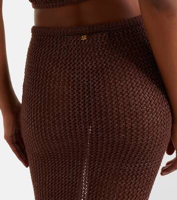 Cori open-knit lamé maxi skirt | Bananhot