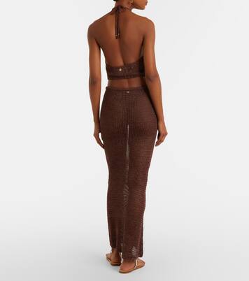 Cori open-knit lamé maxi skirt | Bananhot