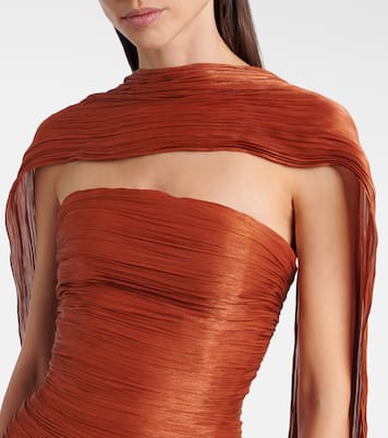 Draped pleated scarf-detail bustier gown | Marmar Halim