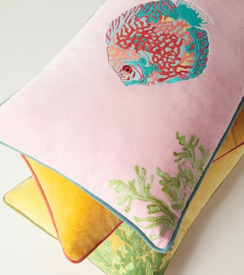 Embroidered cotton velvet cushion | Les-Ottomans