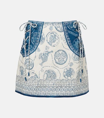 Lucky printed linen miniskirt | Alémais