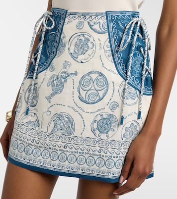 Lucky printed linen miniskirt | Alémais