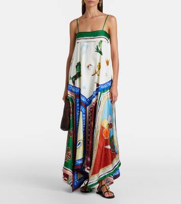 x MLAK Tangible Love printed silk midi dress | Alémais