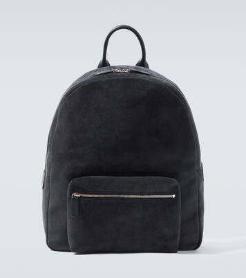 Leather-trimmed suede backpack | Kiton