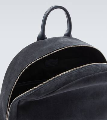 Leather-trimmed suede backpack | Kiton