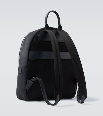 Leather-trimmed suede backpack | Kiton