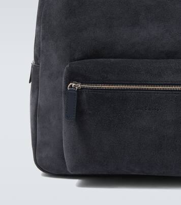 Leather-trimmed suede backpack | Kiton