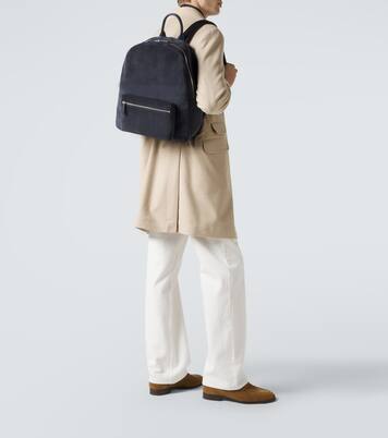 Leather-trimmed suede backpack | Kiton