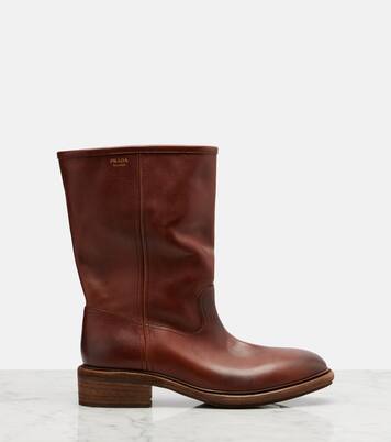 Leather mid-calf boots | Prada