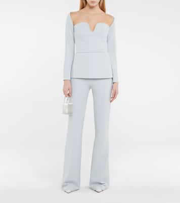 Pantalon évasé Alexa à taille haute en crêpe | Safiyaa