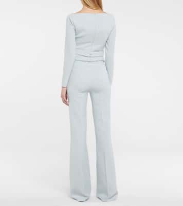 Pantalon évasé Alexa à taille haute en crêpe | Safiyaa