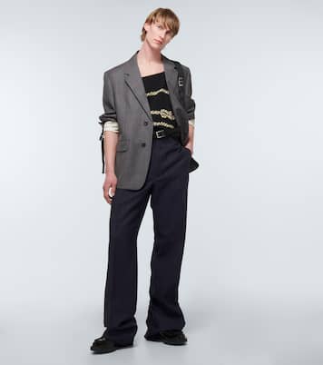 Pantalon rayé en laine | Prada