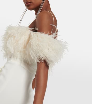 Feather-trimmed cady jumpsuit | David Koma