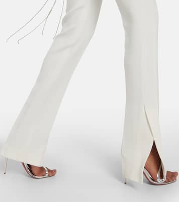 Feather-trimmed cady jumpsuit | David Koma