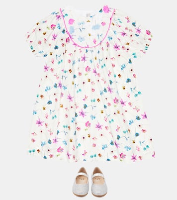 Floral cotton embroidered dress | Il Gufo