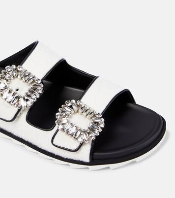Sandalen Slidy Viv’ aus Bouclé | Roger Vivier