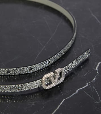 VLogo Signature embellished leather belt | Valentino Garavani