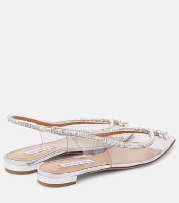 Seduction crystal-embellished PVC slingback flats | Aquazzura
