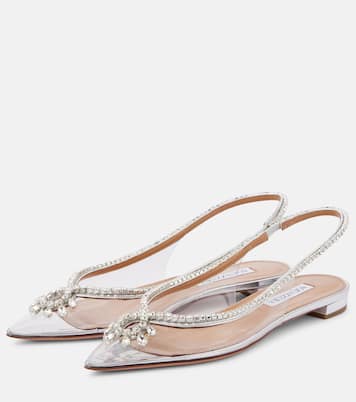 Seduction crystal-embellished PVC slingback flats | Aquazzura