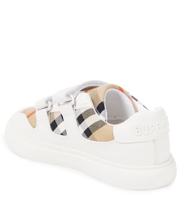 Checked leather sneakers | Burberry Kids