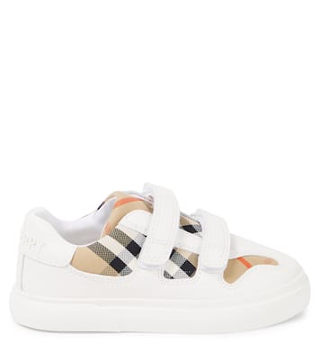 Checked leather sneakers | Burberry Kids